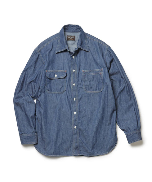 MR.OLIVE / 6oz DENIM / BLEACH WASH SERVICEMAN SHIRT / ミスターオリーブ / 6オンスデニム/ブリーチウォッシュ サービスマンシャツ